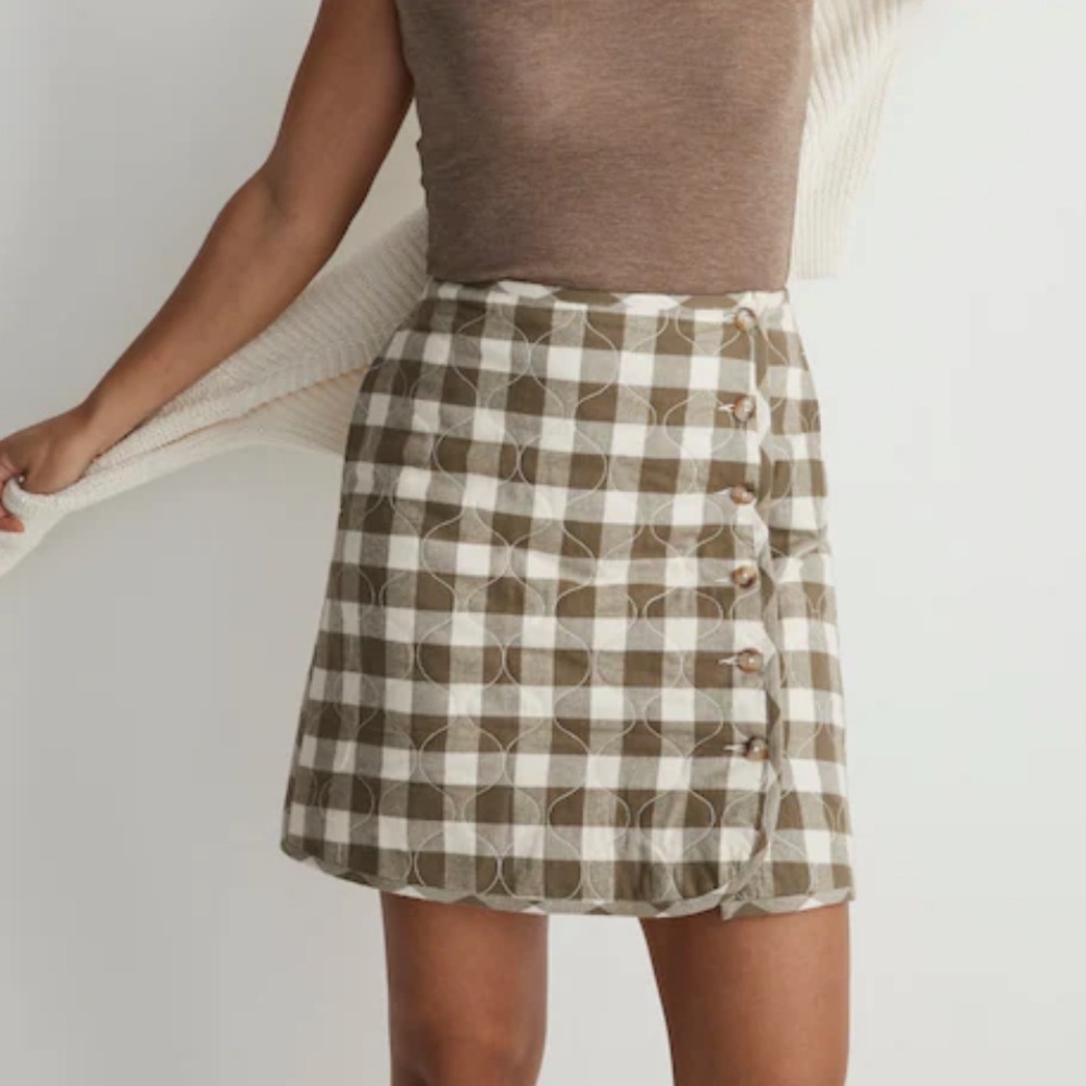 NWT Madewell Quilted Flannel Mini Skirt in Gingham | Women’s Size 6 - Picture 1 of 9